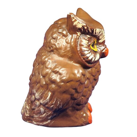 1974 Hand-Painted Ceramic Owl – Student Gift Figurine, Signed, 4¼" Vintage Decor - Picture 4 of 6